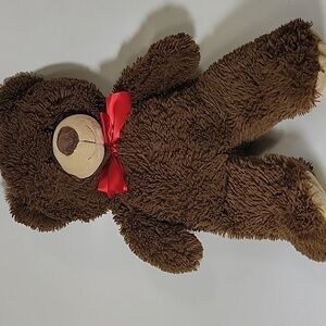 Kellytoy Brown Bear with Red Ribbon Bow Tie 18"